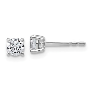 14k White Gold 1/2 ctw Lab Grown Diamond VS+ F+ Round 4 Prong Standard Wt Stud Earrings