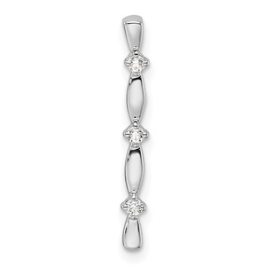 14k White Gold 1/20 carat Lab Grown Diamond VS/SI+ G+ Fashion Bar Chain Slide Pendant