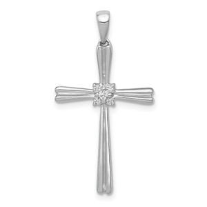 14k White Gold 1/20ct. Diamond Cross Pendant - PM-349BA8E2-7587