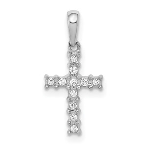 14k White Gold 1/20ct. Diamond Latin Cross Pendant