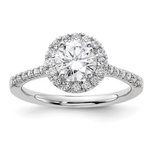 14k White Gold 1/3 carat Lab Grown Diamond VS/SI+ G+ 1 carat Center Round Semi Mount Engagement Ring - RM-B7424238-7969