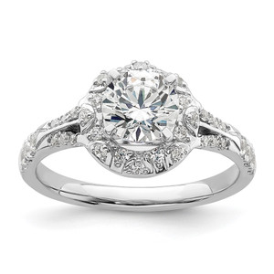 14k White Gold 1/3 carat Lab Grown Diamond VS/SI+ G+ 1 carat Center Round Semi Mount Halo Engagement Ring