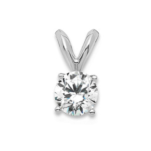 14k White Gold 1/3 carat Lab Grown Diamond VS+ F+ Round Complete Four Prong Solitaire Pendant