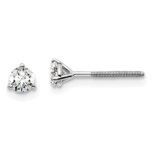 14k White Gold 1/3 ctw Lab Grown Diamond VS+ F+ Round 3 Prong Heavy Wt. Screwback Stud Earrings - EM-8E164D0D-3452