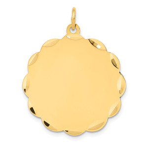 14k .018 Gauge Engravable Scalloped Disc Charm - XM-FF63CDED-7614