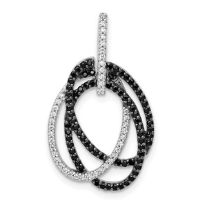 14k White Gold 1/3ct. White/Black Diamond Intertwined Ovals Pendant