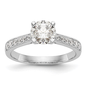 14k White Gold 1/4 carat Lab Grown Diamond VS/SI+ G+ 1 carat Center Round Semi Mount Engagement Ring