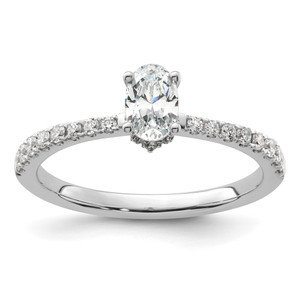 14k White Gold 1/4 carat Lab Grown Diamond VS/SI+ G+ 1/2 carat center Oval Semi Mount Engagement Ring