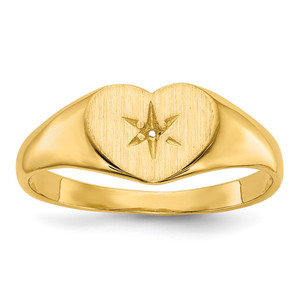 14k .01ct. Diamond 10.0x7.0mm Open Back Heart Signet Ring Mounting