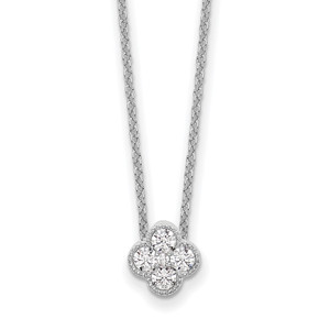 14k White Gold 1/4 carat Lab Grown Diamond VS/SI+ G+ Complete 18 inch Bloom Pendant Necklace