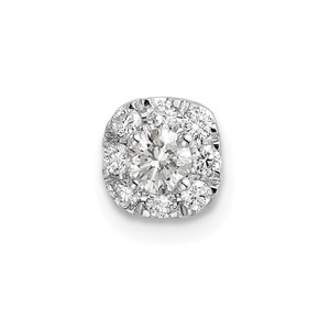 14k White Gold 1/4 carat Lab Grown Diamond VS/SI+ G+ Complete Cushion Halo Chain Slide Pendant