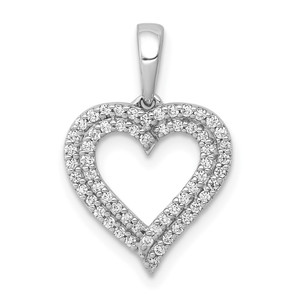 14k White Gold 1/4 carat Lab Grown Diamond VS/SI+ G+ Complete Double Row Heart Pendant