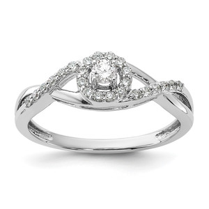 14k White Gold 1/4 carat Lab Grown Diamond VS/SI+ G+ Complete Round Halo Engagement Ring