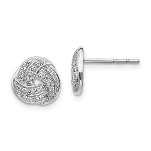 14k White Gold 1/4 carat Lab Grown Diamond VS/SI+ G+ Love Knot Post Earrings