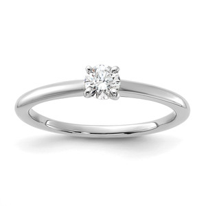 14k White Gold 1/4 carat Lab Grown Diamond VS/SI+ G+ Round Complete Solitaire Engagement Ring