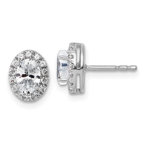 14k White Gold 1/4 carat Lab Grown Diamond VS/SI+ G+ Semi-Mount Oval Halo Earrings