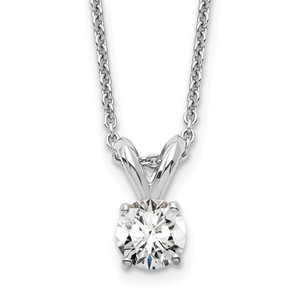 14k White Gold 1/4 carat Lab Grown Diamond VS+ F+ Round Complete Four Prong 18 inch Solitaire Pendant Necklace