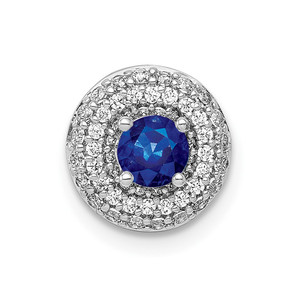 14k White Gold 1/4ct. Diamond and .25 Sapphire Chain Slide