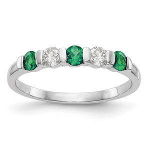 14k White Gold 1/5 carat Diamond and Emerald Complete Band - RM-C3B20E73-9060