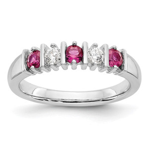 14k White Gold 1/5 carat Diamond and Ruby Complete Band - RM-3F03F105-8631