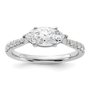 14k White Gold 1/5 carat Lab Grown Diamond VS/SI+ G+ 1 carat Center East-West Marquise Semi Mount Engagement Ring