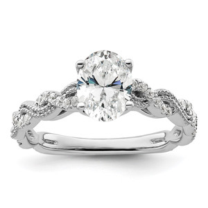 14k White Gold 1/5 carat Lab Grown Diamond VS/SI+ G+ 1 carat Center Oval Semi Mount Engagement Ring