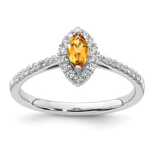 14k White Gold 1/5 carat Lab Grown Diamond VS/SI+ G+ and Citrine November Birthstone Ring