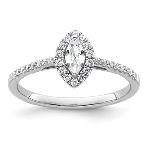 14k White Gold 1/5 carat Lab Grown Diamond VS/SI+ G+ and White Sapphire April Birthstone Ring