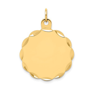 14k .035 Gauge Engravable Scalloped Disc Charm - XM-2D7D3067-5814