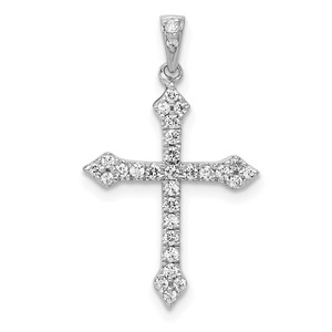 14k White Gold 1/5 carat Lab Grown Diamond VS/SI+ G+ Complete Cross Pendant - PM-885BA7EA-2792
