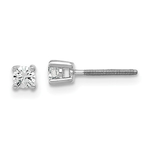 14k White Gold 1/5 ctw Certified Lab Grown Diamond VS+ F+ Round 4 Prong Heavy Wt. Screwback Stud Earrings