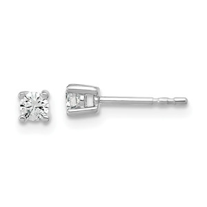 14k White Gold 1/5 ctw Lab Grown Diamond VS+ F+ Round 4 Prong Heavy Wt. Stud Earrings - EM-ED927F35-1347