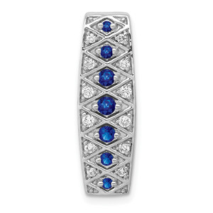 14k White Gold 1/5ct. Diamond and .31 Sapphire Fancy Chain Slide