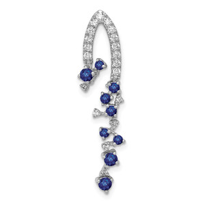 14k White Gold 1/5ct. Diamond and .36 Sapphire Chain Slide