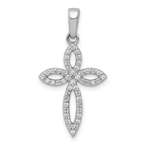 14k White Gold 1/5ct. Diamond Cross Pendant - PM-21039516-4833
