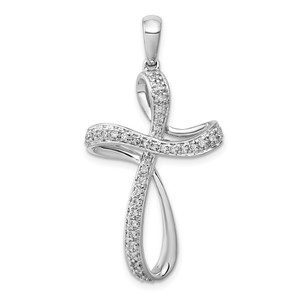14k White Gold 1/5ct. Diamond Cross Pendant - PM-F0E82F01-5649