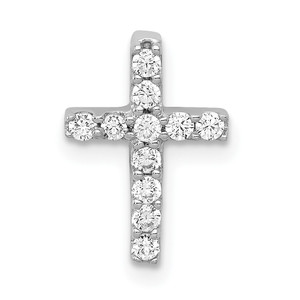 14k White Gold 1/5ct. Diamond Latin Cross Chain Slide - PM-10A532D7-9632