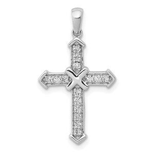 14k White Gold 1/6 carat Lab Grown Diamond VS/SI+ G+ Complete Cross Pendant - PM-F6A0FA66-5983