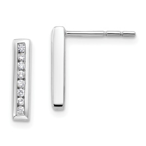 14k White Gold 1/6 carat Lab Grown Diamond VS/SI+ G+ Complete Vertical Bar Post Earrings