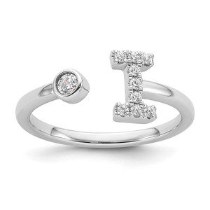 14k White Gold 1/6 carat Lab Grown Diamond VS/SI+ G+ Initial I Adjustable Ring