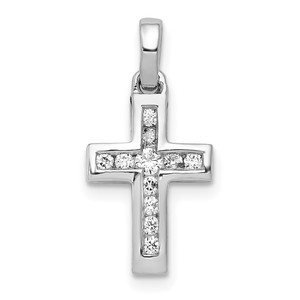 14k White Gold 1/6ct. Diamond Latin Cross Pendant - PM-CFCFFC51-8166
