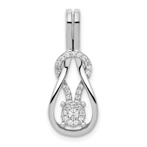 14k White Gold 1/6ct. Diamond Square Knot Slide Pendant