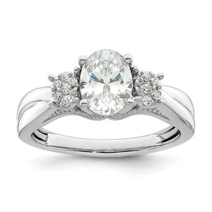 14k White Gold 1/8 carat Lab Grown Diamond VS/SI+ G+ 1 carat Center Oval Semi Mount Engagement Ring
