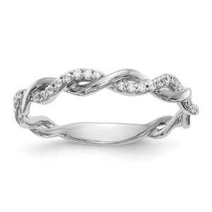 14k White Gold 1/8 carat Lab Grown Diamond VS/SI+ G+ Complete Criss Cross Wedding Band