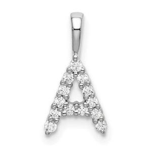 14k White Gold 1/8 carat Lab Grown Diamond VS/SI+ G+ Complete Letter A Initial Pendant