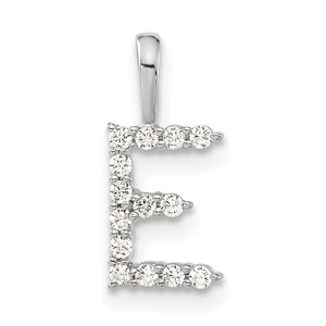 14k White Gold 1/8 carat Lab Grown Diamond VS/SI+ G+ Complete Letter E Initial Pendant