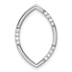 14k White Gold 1/8 carat Lab Grown Diamond VS/SI+ G+ Complete Oval Chain Slide Pendant