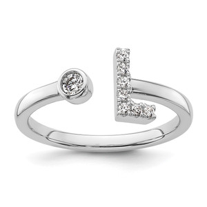 14k White Gold 1/8 carat Lab Grown Diamond VS/SI+ G+ Initial L Adjustable Ring