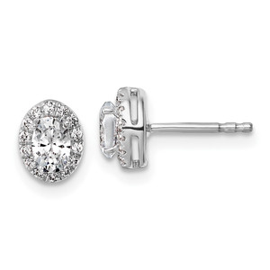 14k White Gold 1/8 carat Lab Grown Diamond VS/SI+ G+ Semi-Mount Oval Halo Earrings