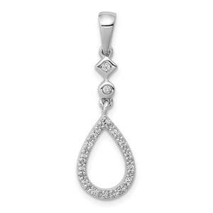 14k White Gold 1/8ct. Vintage Teardrop Diamond Pendant